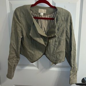 H&M light green linen blazer